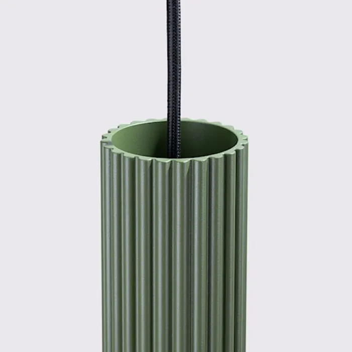 Lampa wisząca Karbon 3L zielona oliwka