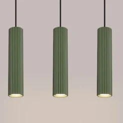Lampa wisząca Karbon 3L zielona oliwka