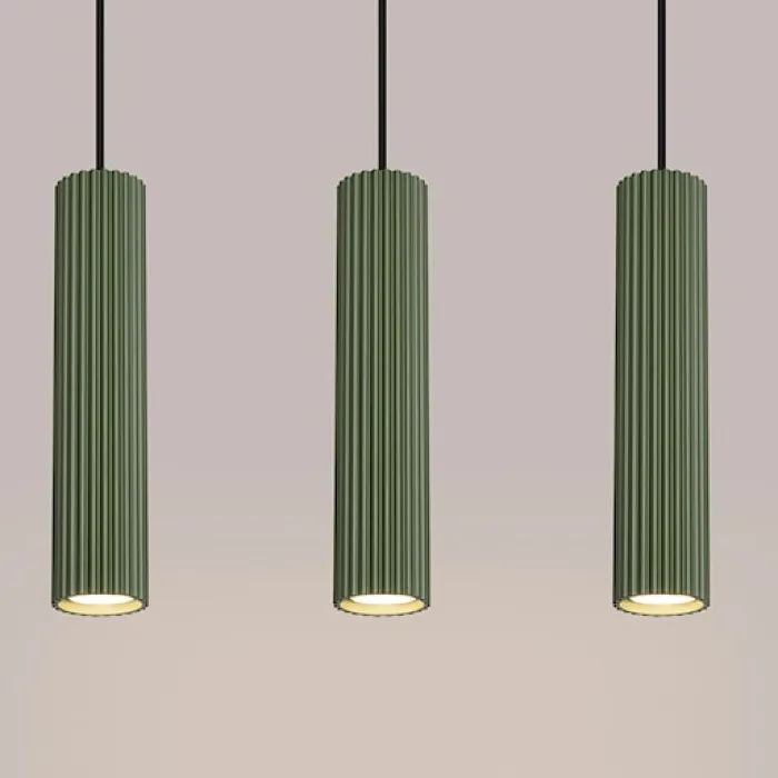 Lampa wisząca Karbon 3L zielona oliwka