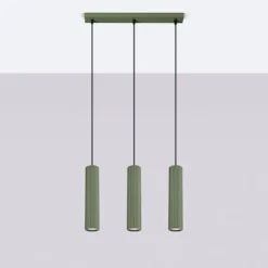 Lampa wisząca Karbon 3L zielona oliwka