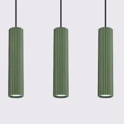 Lampa wisząca Karbon 3L zielona oliwka