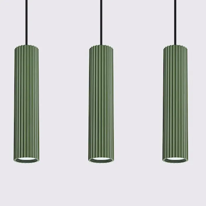 Lampa wisząca Karbon 3L zielona oliwka