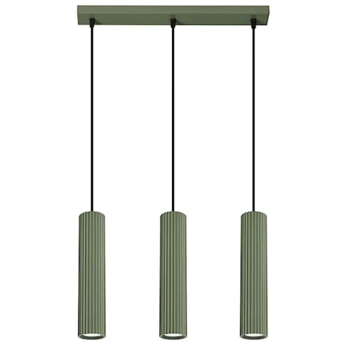 Lampa wisząca Karbon 3L zielona oliwka