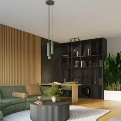Lampa wisząca Karbon 3P zielona oliwka