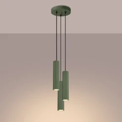 Lampa wisząca Karbon 3P zielona oliwka
