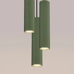 Lampa wisząca Karbon 3P zielona oliwka