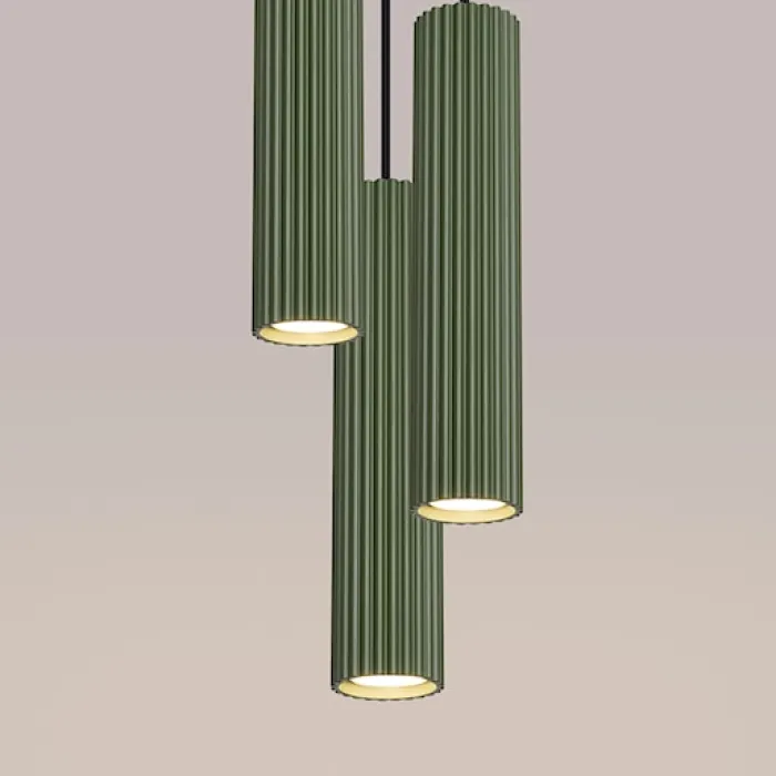 Lampa wisząca Karbon 3P zielona oliwka