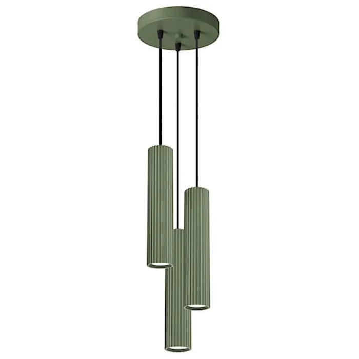 Lampa wisząca Karbon 3P zielona oliwka