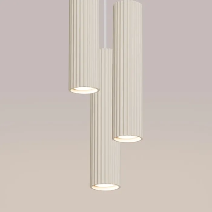 Lampa wisząca Karbon x3 beżowa na okrągłej podsufitce