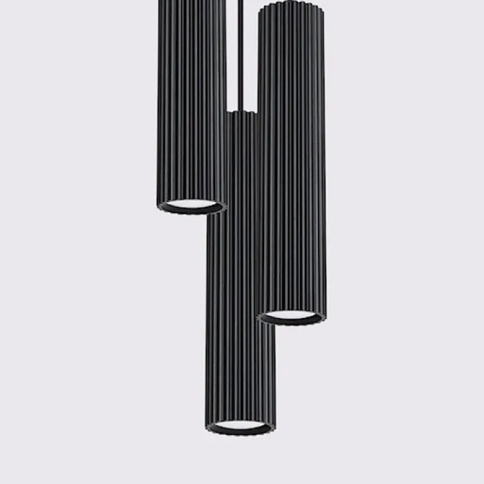 Lampa wisząca Karbon x3 czarna na okrągłej podsufitce