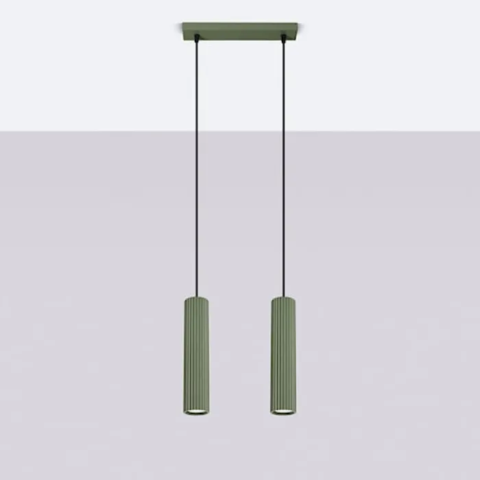 Lampa wisząca Karbon 2 zielona oliwka