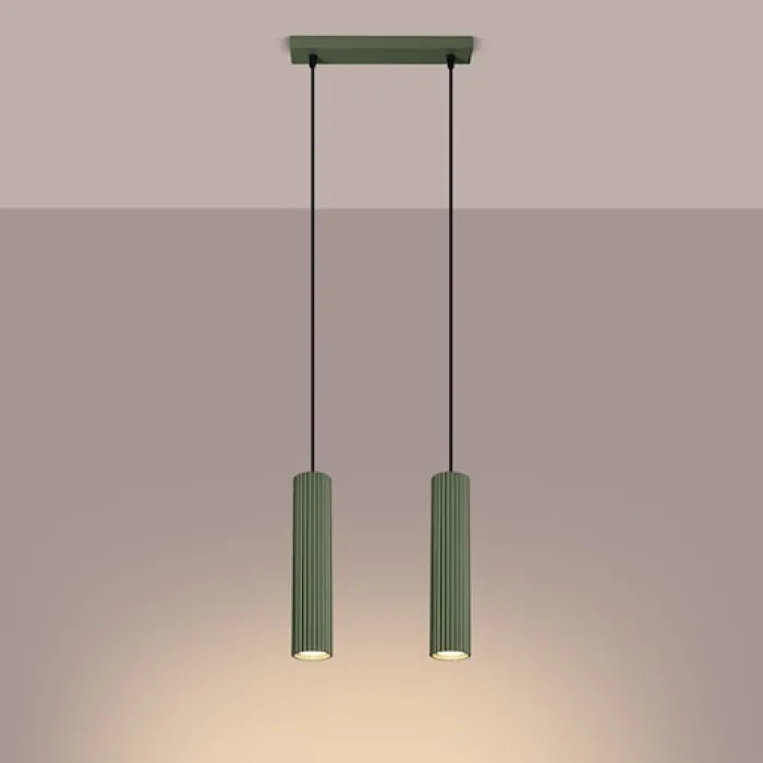 Lampa wisząca Karbon 2 zielona oliwka