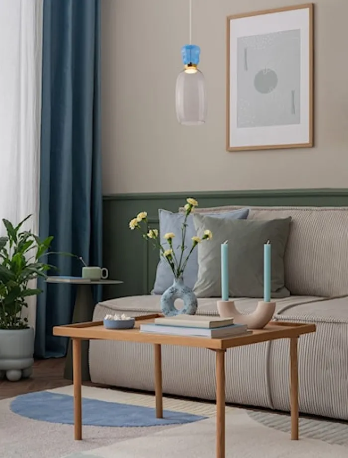 Lampa wisząca Kiands LED x1 niebiesko-złota