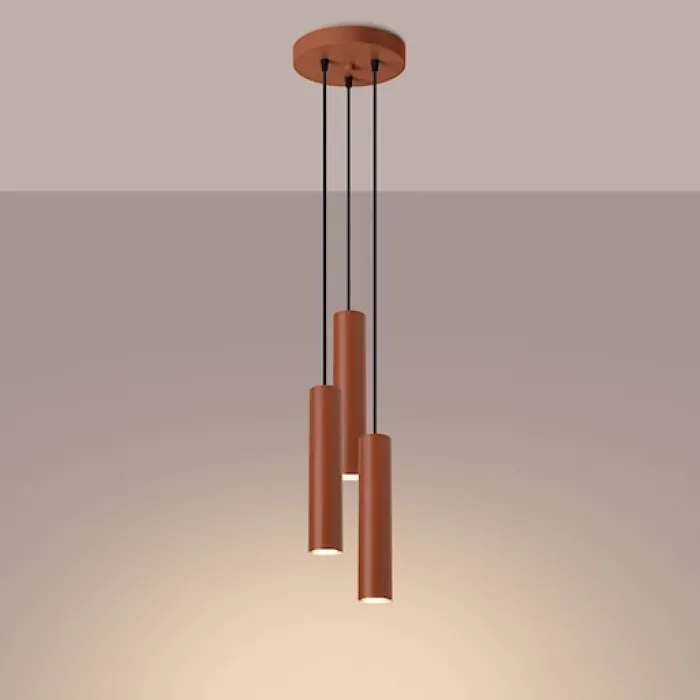 Lampa wisząca Lagos 3P ochra czerwona