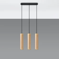 Lampa wisząca Lino 3L naturalne drewno