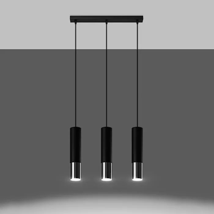Lampa wisząca Loopez 3L czarny/chrom