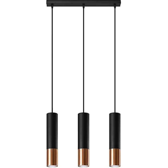Lampa wisząca Loopez 3L czarny/miedź