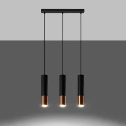 Lampa wisząca Loopez 3L czarny/miedź