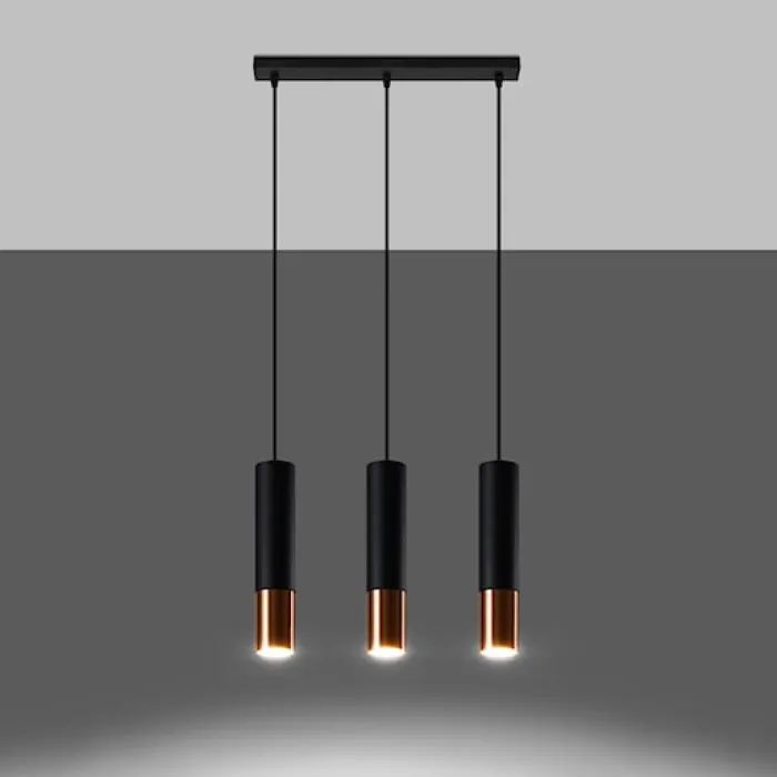 Lampa wisząca Loopez 3L czarny/miedź