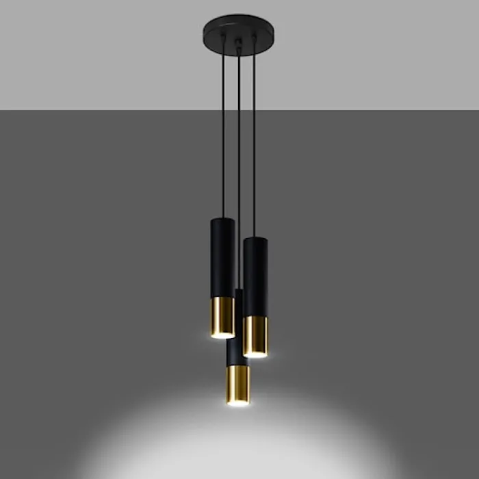 Lampa wisząca Loopez 3P czarny/złoty