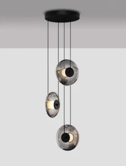 Lampa wisząca Lynoll LED na okrągłej podsufitce x3 czarna