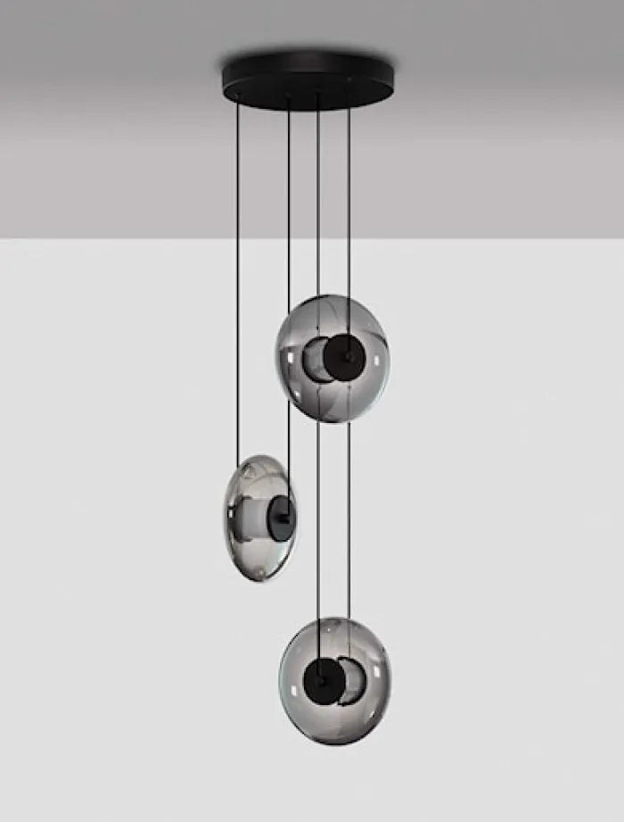 Lampa wisząca Lynoll LED na okrągłej podsufitce x3 czarna