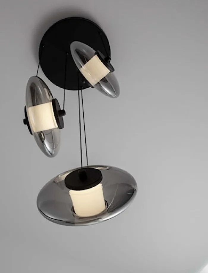 Lampa wisząca Lynoll LED na okrągłej podsufitce x3 czarna