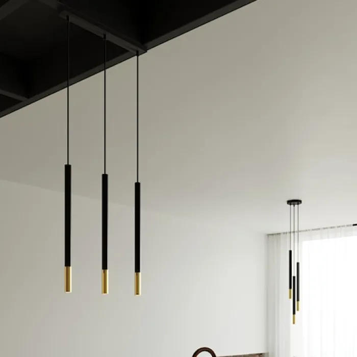 Lampa wisząca Mozaica 3L czarny/złoto