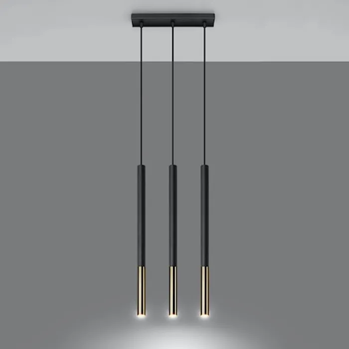 Lampa wisząca Mozaica 3L czarny/złoto