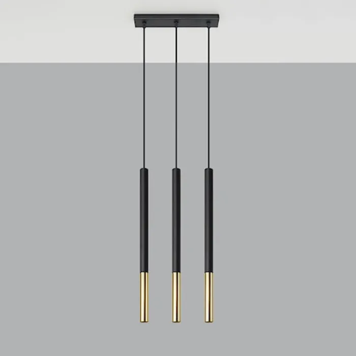 Lampa wisząca Mozaica 3L czarny/złoto
