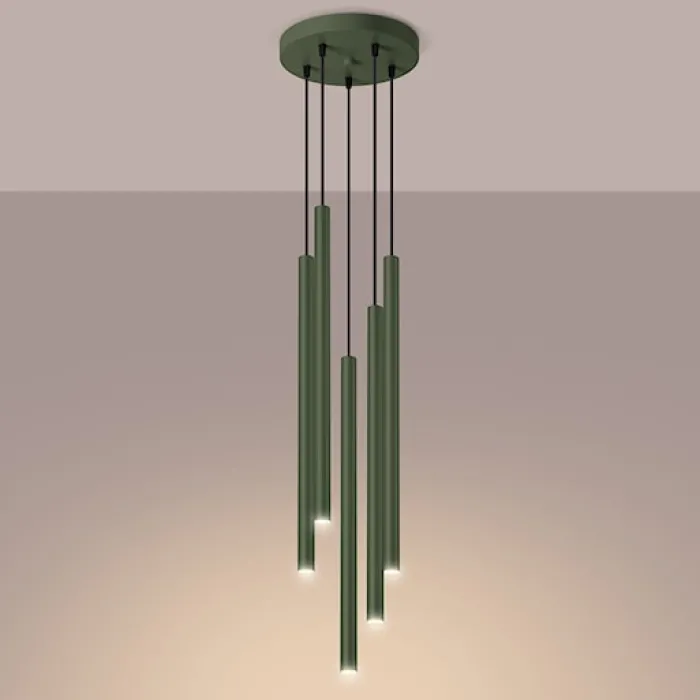 Lampa wisząca Pastelo 5P zielona oliwka