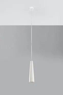 Lampa wisząca Siegg z ceramiki stożkowa średnica 7,5 cm biała