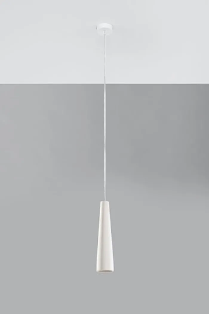Lampa wisząca Siegg z ceramiki stożkowa średnica 7,5 cm biała