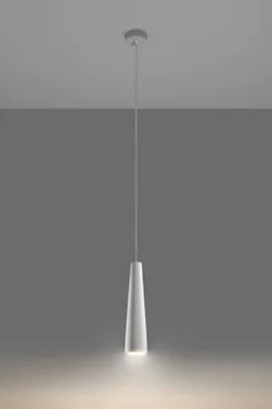 Lampa wisząca Siegg z ceramiki stożkowa średnica 7,5 cm biała