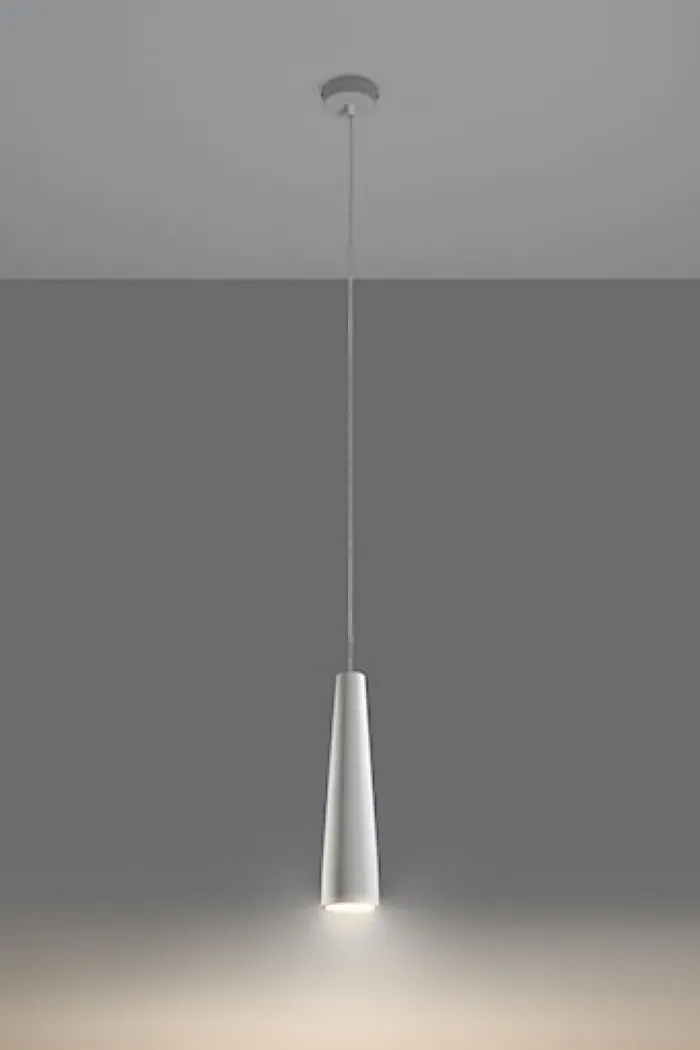 Lampa wisząca Siegg z ceramiki stożkowa średnica 7,5 cm biała