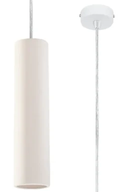 Lampa wisząca Siegg z ceramiki cylindryczna średnica 7,5 cm biała