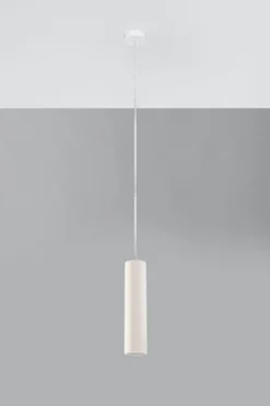 Lampa wisząca Siegg z ceramiki cylindryczna średnica 7,5 cm biała