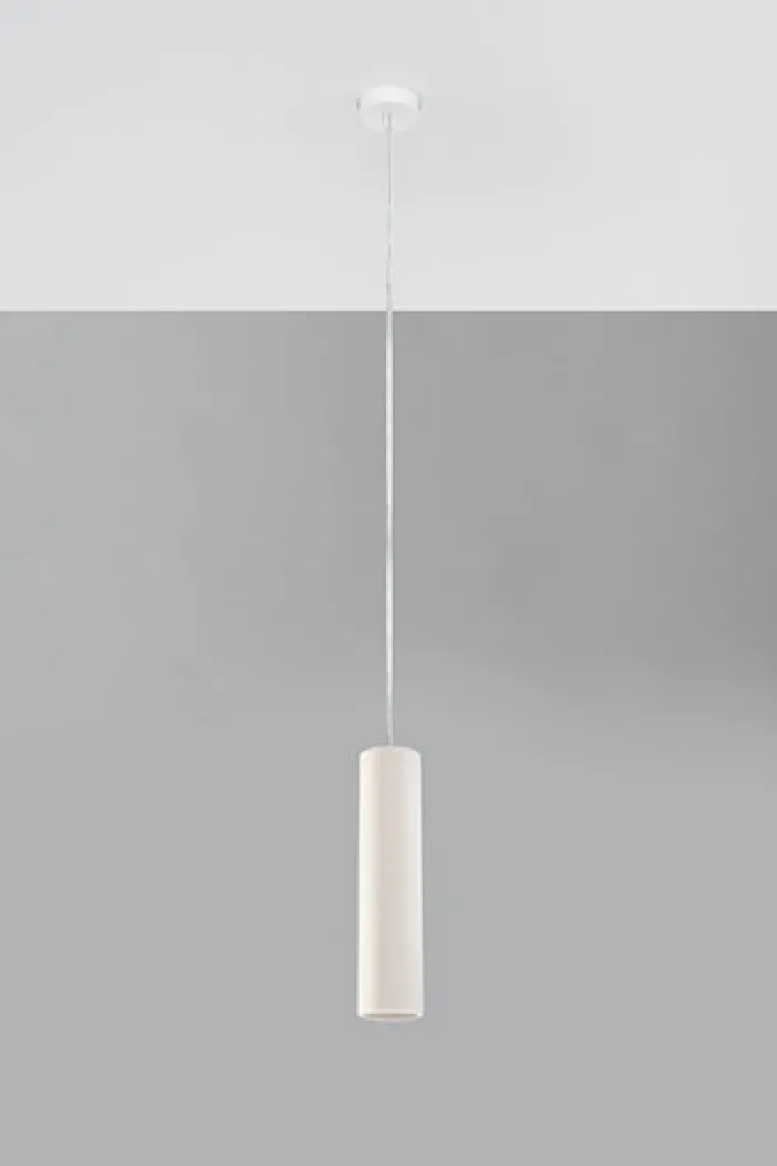 Lampa wisząca Siegg z ceramiki cylindryczna średnica 7,5 cm biała