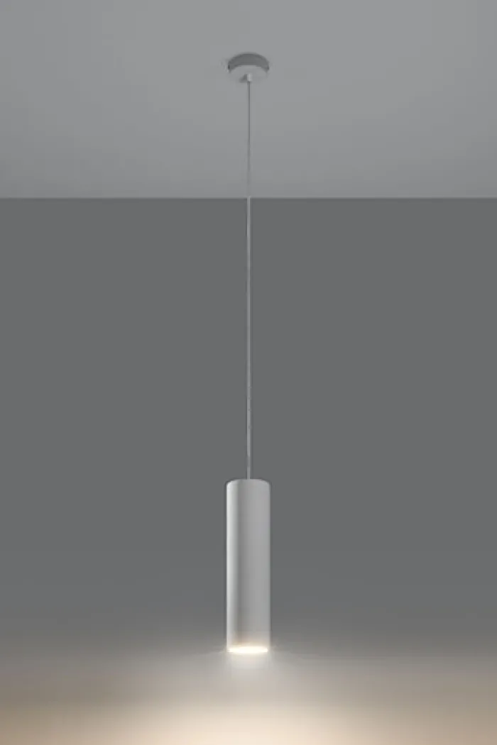 Lampa wisząca Siegg z ceramiki cylindryczna średnica 7,5 cm biała