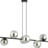 Lampa wisząca Sulmona czarna z grafitowymi kloszami x8