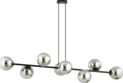 Lampa wisząca Sulmona czarna z grafitowymi kloszami x8