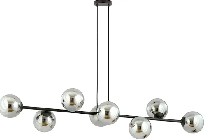 Lampa wisząca Sulmona czarna z grafitowymi kloszami x8