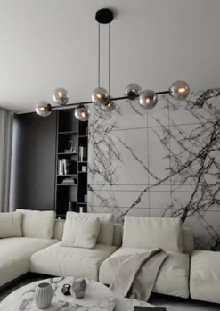 Lampa wisząca Sulmona czarna z grafitowymi kloszami x8