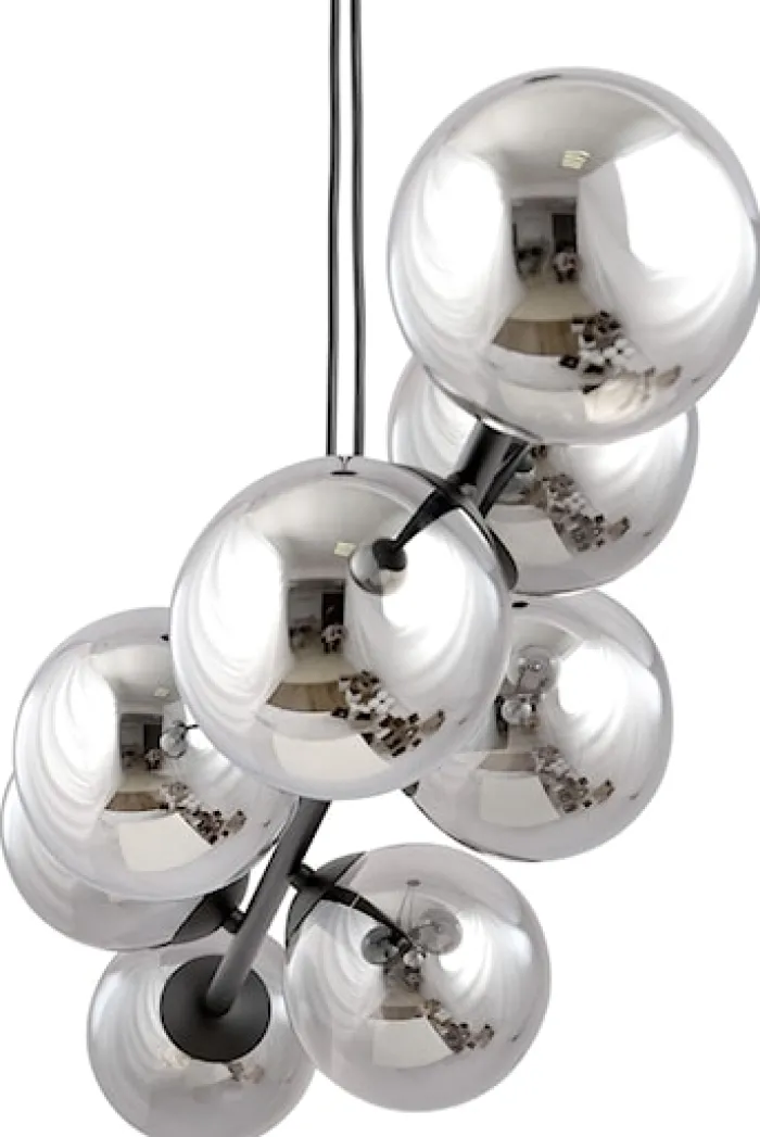 Lampa wisząca Sulmona czarna z grafitowymi kloszami x8