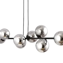 Lampa wisząca Sulmona czarna z grafitowymi kloszami x8