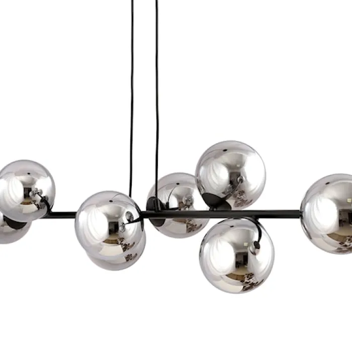 Lampa wisząca Sulmona czarna z grafitowymi kloszami x8