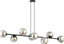 Lampa wisząca Sulmona czarna z grafitowymi kloszami x8