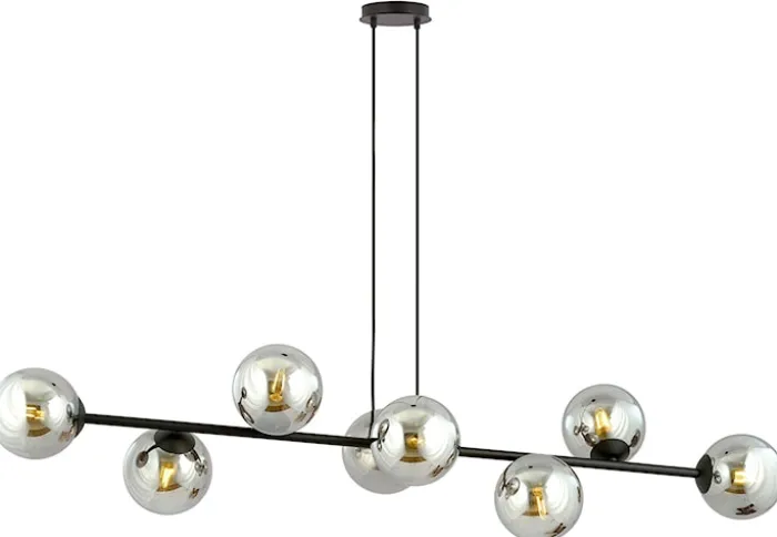 Lampa wisząca Sulmona czarna z grafitowymi kloszami x8
