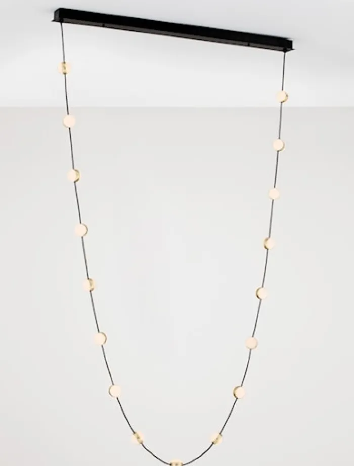 Lampa wisząca Systally LED 210 cm złoto-czarna girlanda