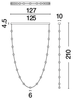 Lampa wisząca Systally LED 210 cm złoto-czarna girlanda